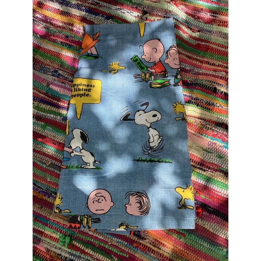 Vintage Peanuts "Happiness is" Twin Flat Sheet Charlie Brown Snoopy 1970s